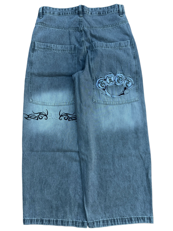 AC X GLOE GREY WASHED WIDE LEG JEANS V2