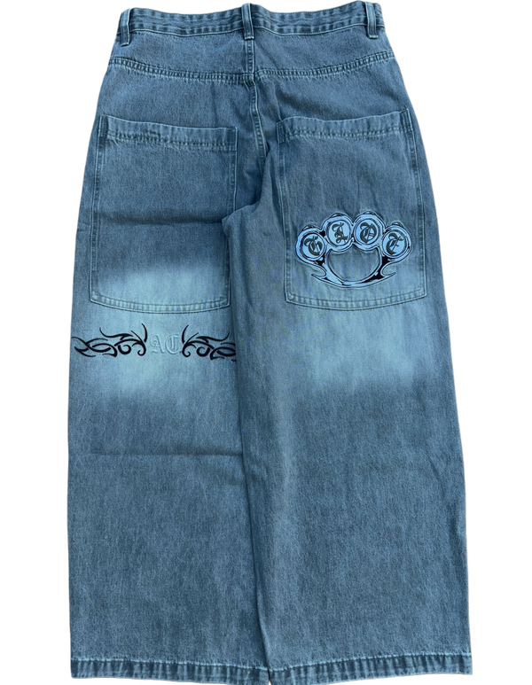 AC X GLOE GREY WASHED WIDE LEG JEANS V2