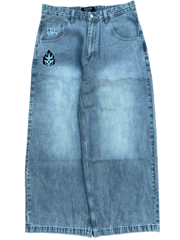 AC X GLOE GREY WASHED WIDE LEG JEANS V2